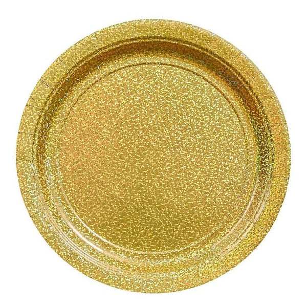 Round Prismatic Plates, 7" - Gold