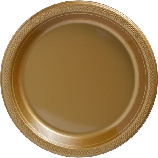 Gold Sparkle Plastic Plates, 10 1/4"
