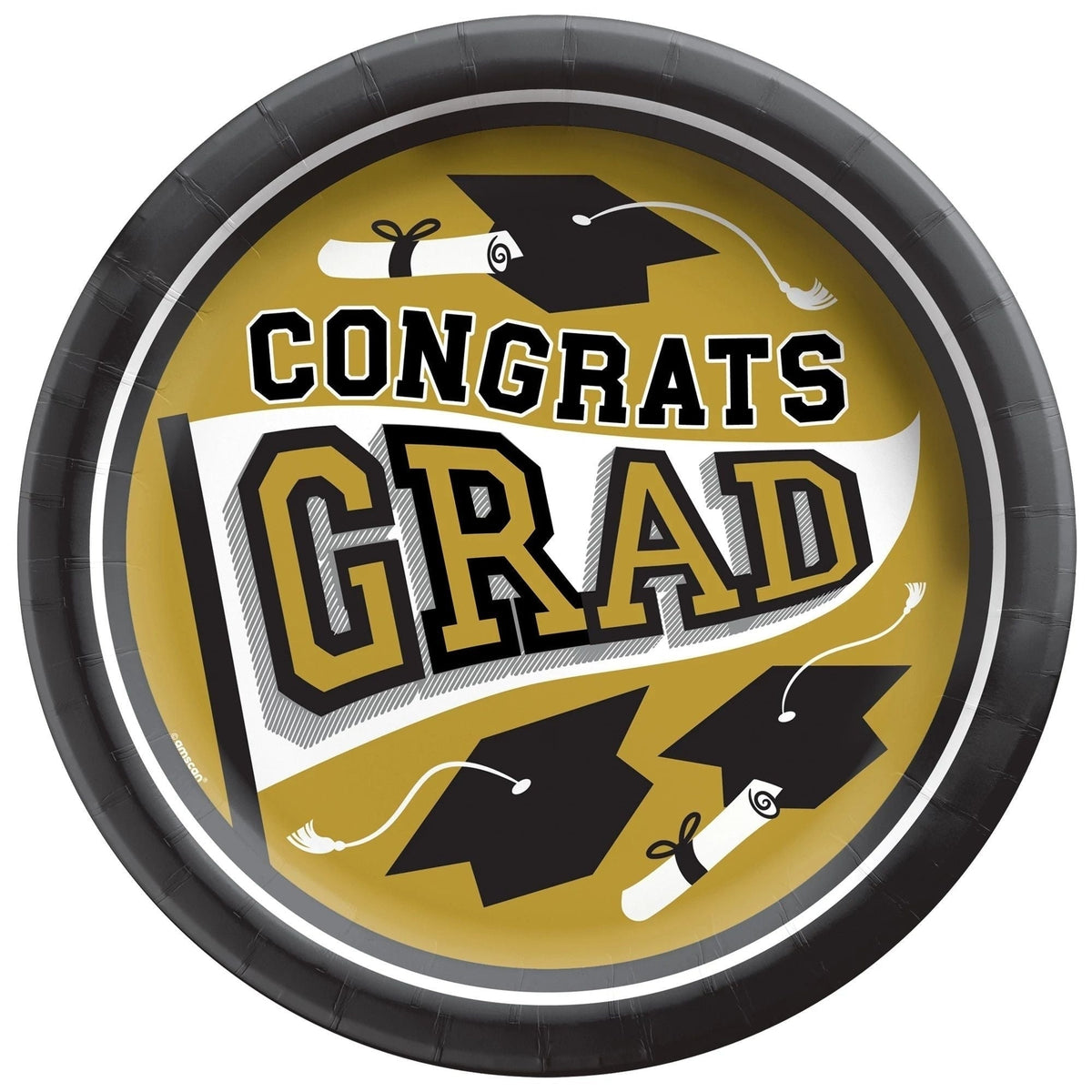 True To Your School Round Plates, 8 1/2" - Gold