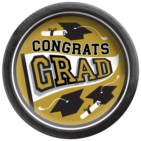 True To Your School Round Plates, 8 1/2" - Gold