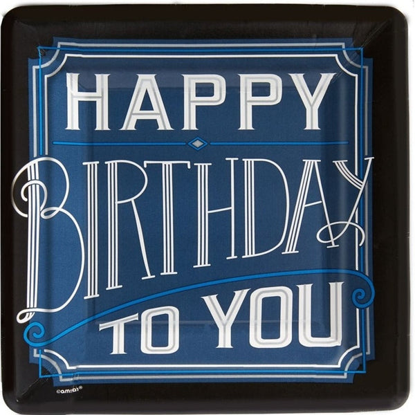 Happy Birthday Man Square Plates 7"