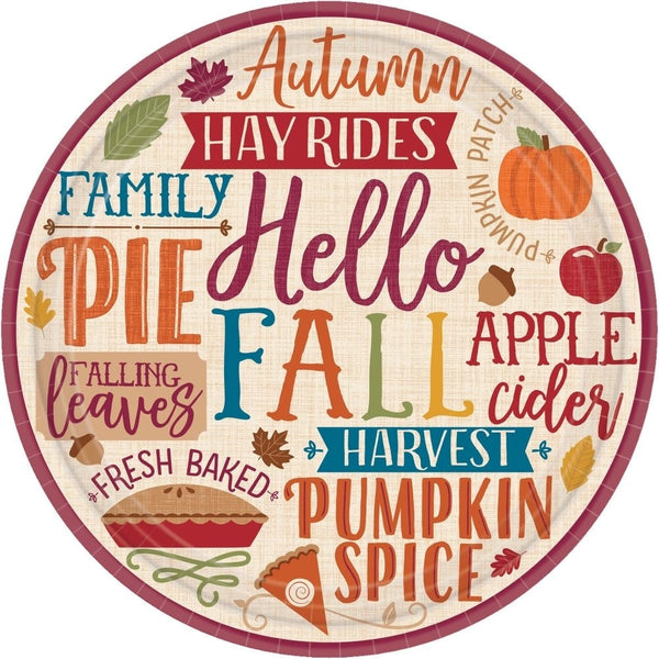 Hello Fall Round Plates, 10 1/2"