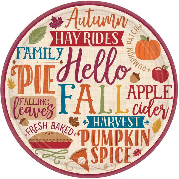 Hello Fall Round Plates, 7"
