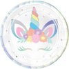 Unicorn Party Round Iridescent Plates, 7"
