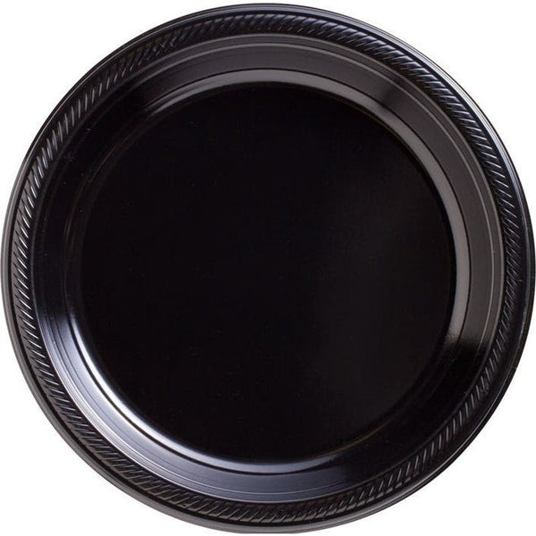 Jet Black Big Party Pack Plastic Plates, 7"