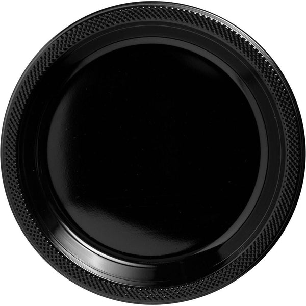 Jet Black Plastic Plates, 10 1/4"