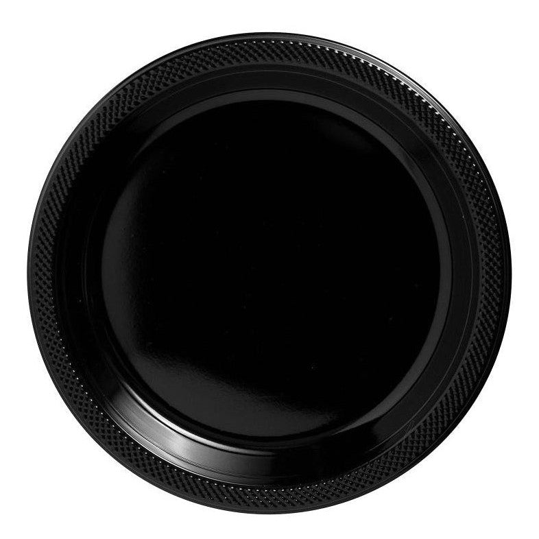 Jet Black Plastic Plates, 7"