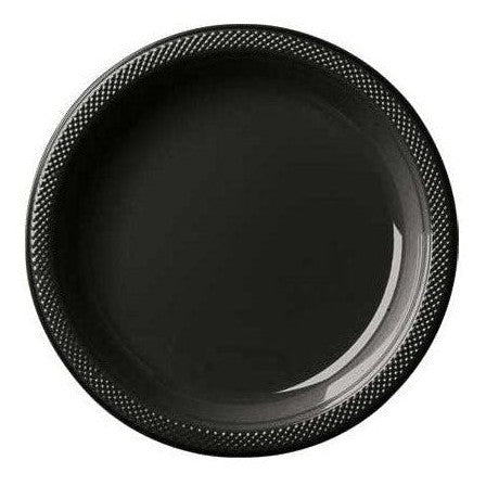 Jet Black Plastic Plates, 9"