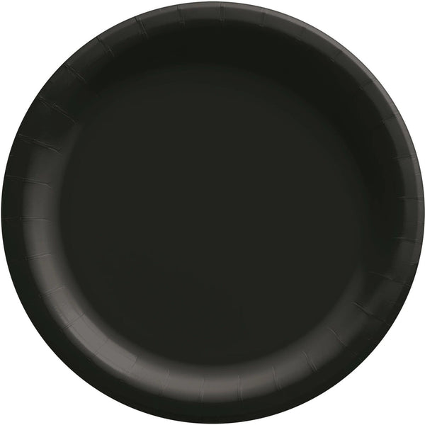 6 3/4" Round Paper Plates, 50 Count. - Jet Black