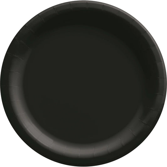 8 1/2" Round Paper Plates, 50 Count. - Jet Black