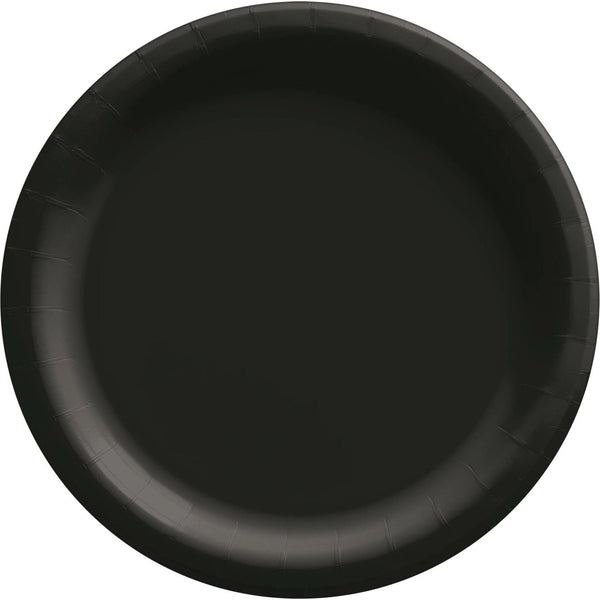 8 1/2" Round Paper Plates, 50 Count. - Jet Black