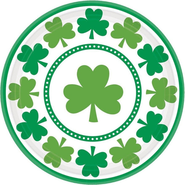 Lucky Shamrocks Round Plates, 7"