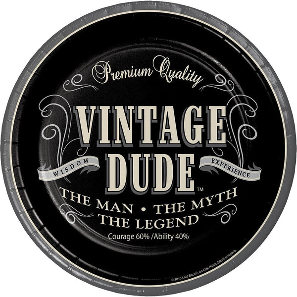 Vintage Dude 9" Paper Lunch Plates