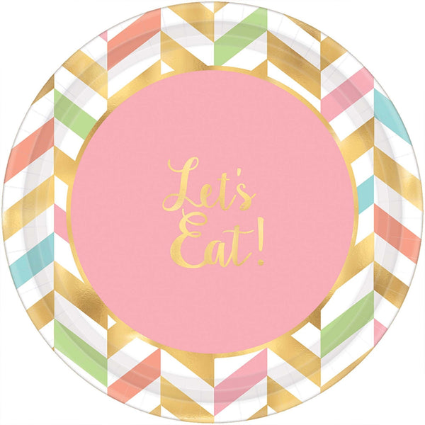 Eat, Drink & Be Happy! Metallic Round Plates, 7"