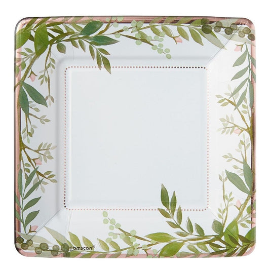 Love And Leaves Square Metallic Plates, 7"