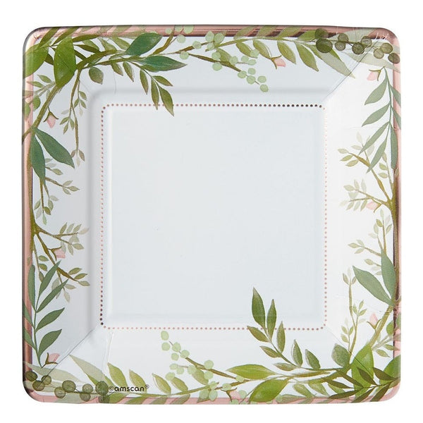 Love And Leaves Square Metallic Plates, 7"