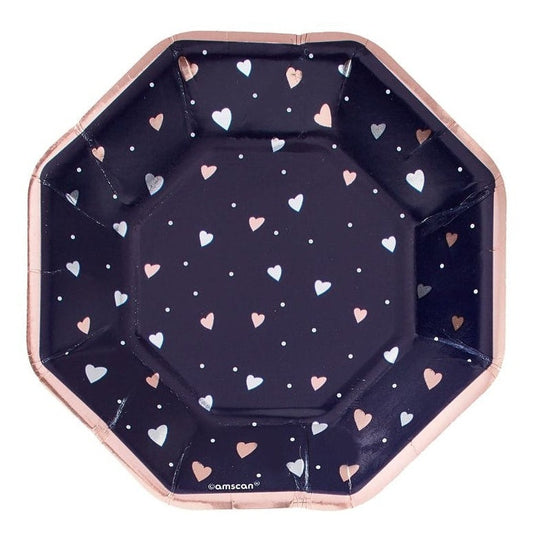 Navy Bride Metallic OCountagonal Plates, 7"