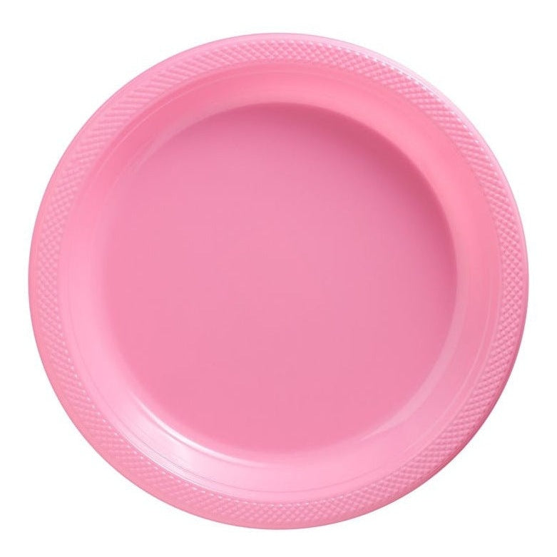 New Pink Plastic Plates, 7"