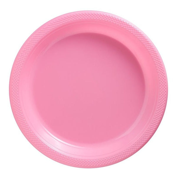 New Pink Plastic Plates, 7"
