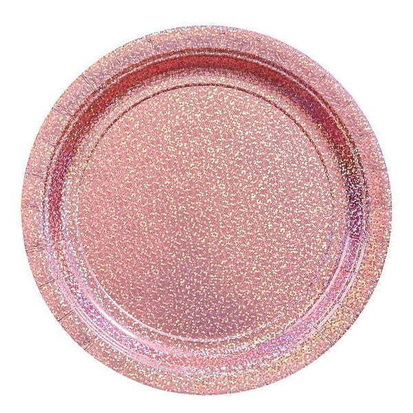 Round Prismatic Plates, 7" - New Pink