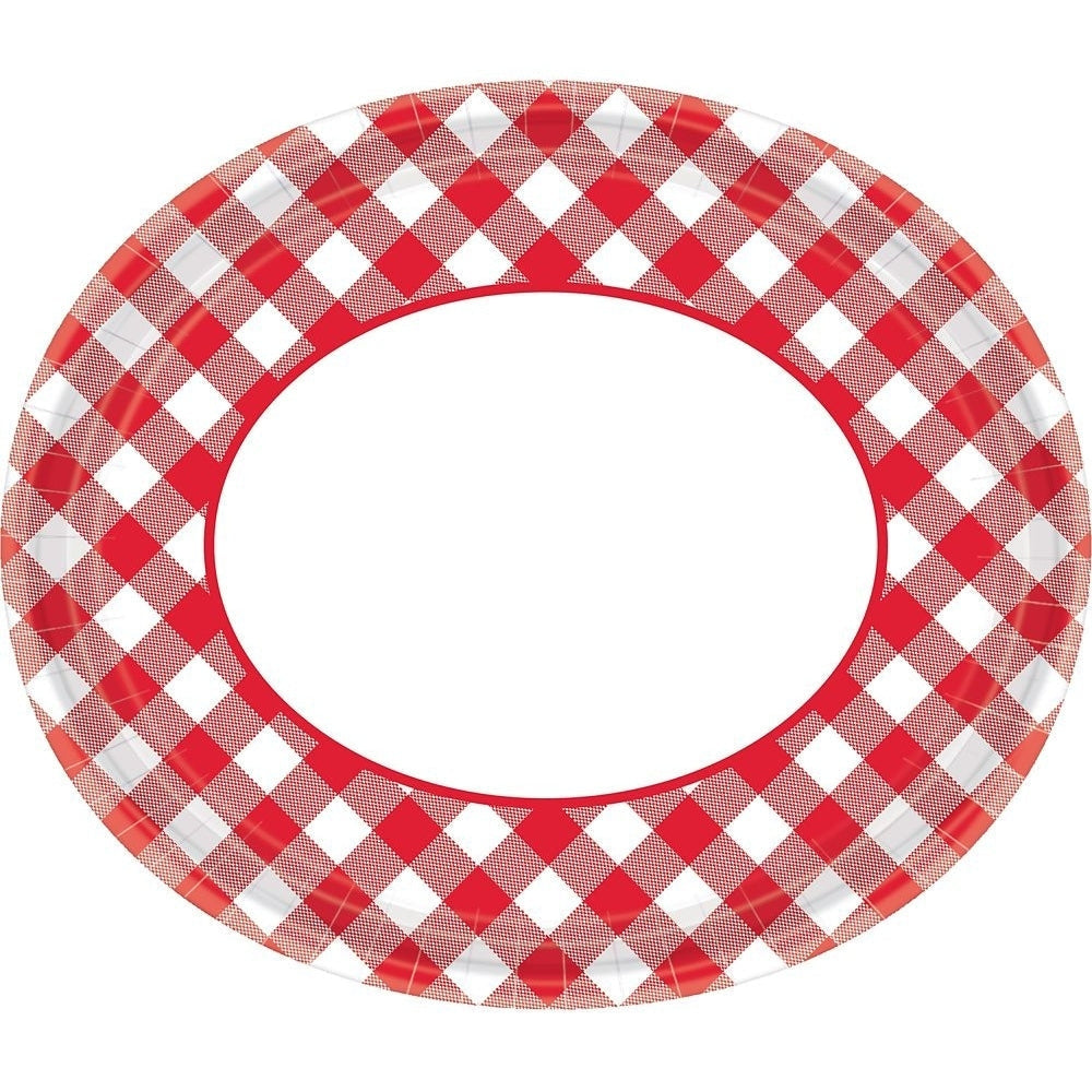 Picnic Gingham Oval Plates, 12"