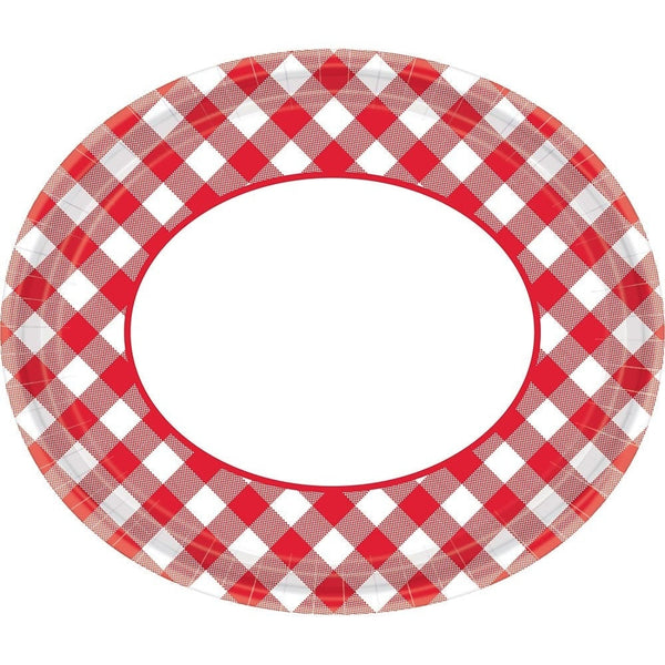 Picnic Gingham Oval Plates, 12"