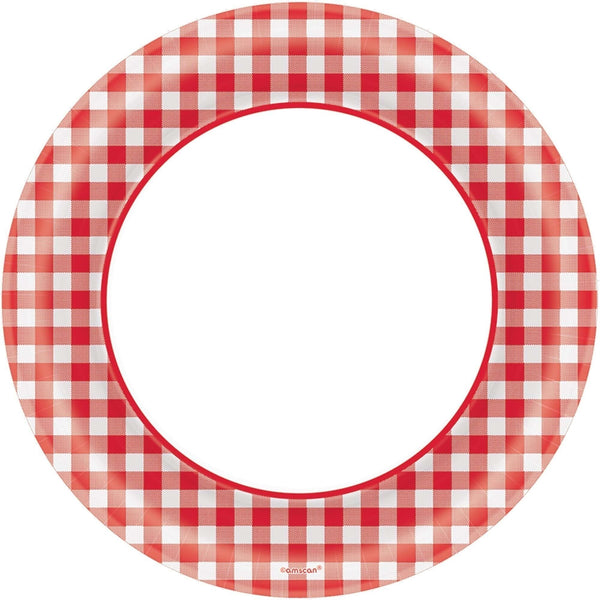 Picnic Gingham Round Plates, 6 3/4"