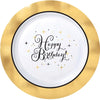 Premium Gold Birthday Round Plastic Plates, 10 1/4", Hot-Stamped
