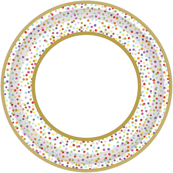 Rainbow Confetti Round Plates, 10 1/2"
