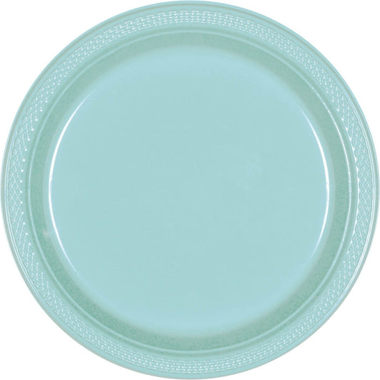 Robin's Egg Blue Round Plastic Plates, 9"
