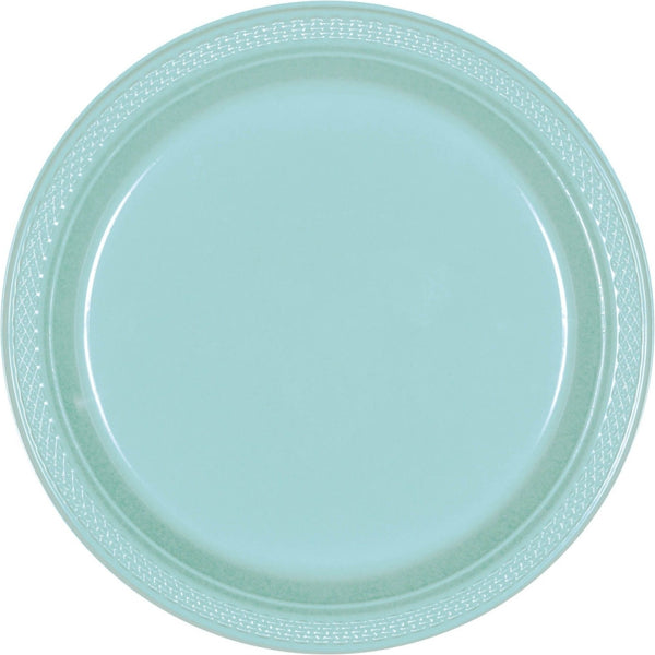 Robin's Egg Blue Round Plastic Plates, 9"