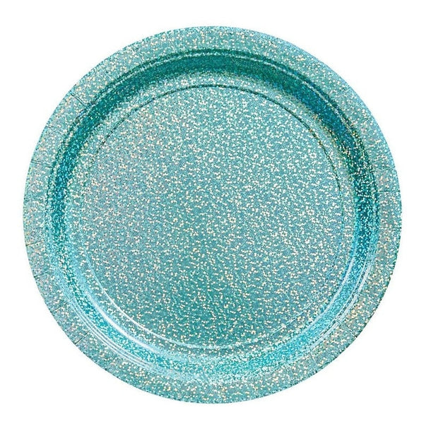 Round Prismatic Plates, 7"- Robin's Egg Blue