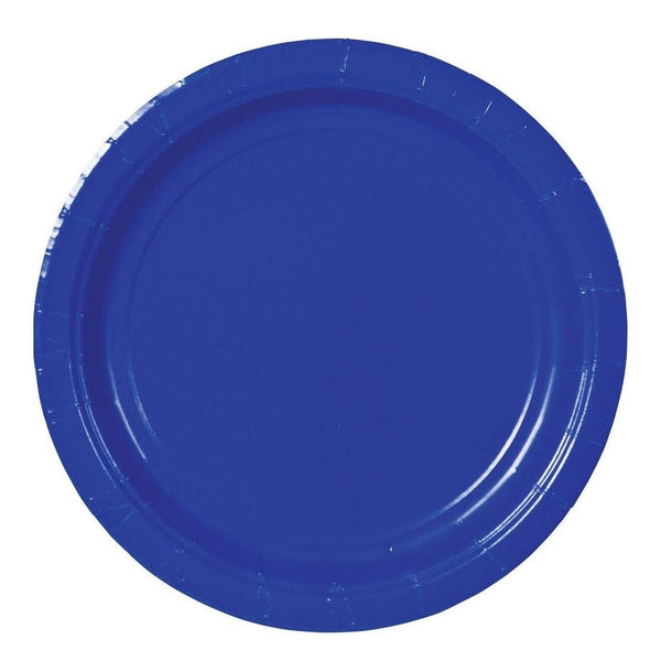 Bright Royal Blue Value Solid Round Plates, 7"