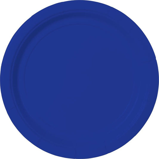 Bright Royal Blue Value Solid Round Plates, 9"