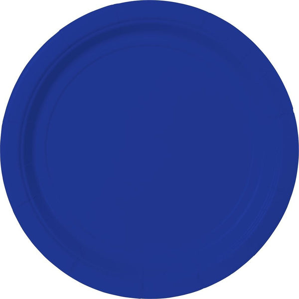 Bright Royal Blue Value Solid Round Plates, 9"