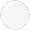 10" Scalloped Plate W/ Metal Trim - White