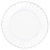 7 " Scalloped Plate W/ Metal Trim - White