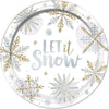 Shining Snow Round Metallic Plates, 10 1/2"