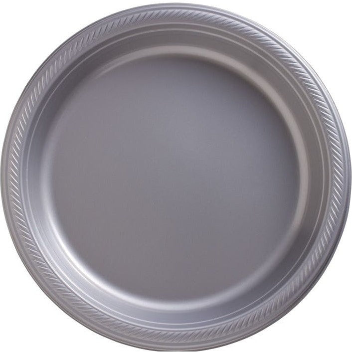 Silver Big Party Pack Plastic Plates, 7"