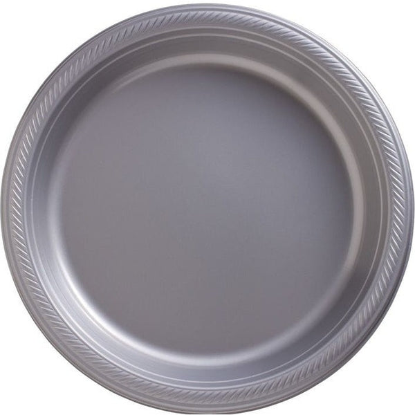 Silver Big Party Pack Plastic Plates, 7"