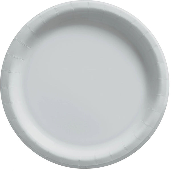 8 1/2" Round Paper Plates, 50 Count. - Silver