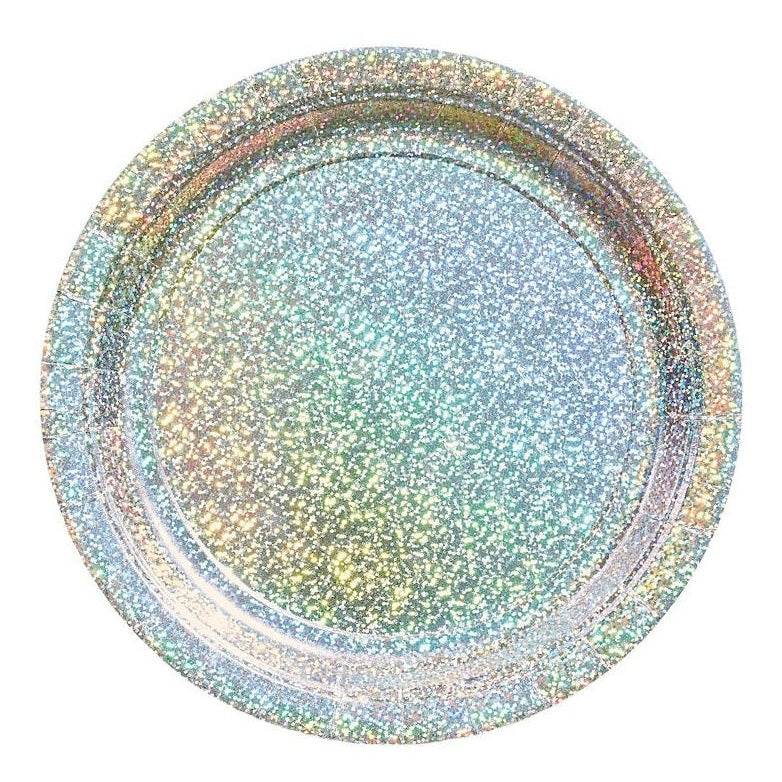 Round Prismatic Plates, 7" - Silver