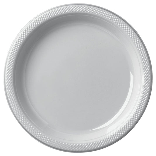 Silver Sparkle Plastic Plates, 9"