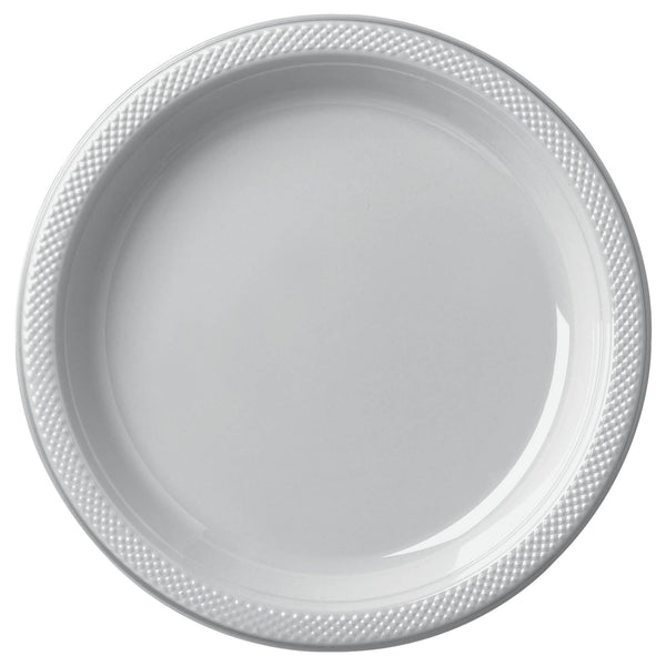 Silver Sparkle Plastic Plates, 9"