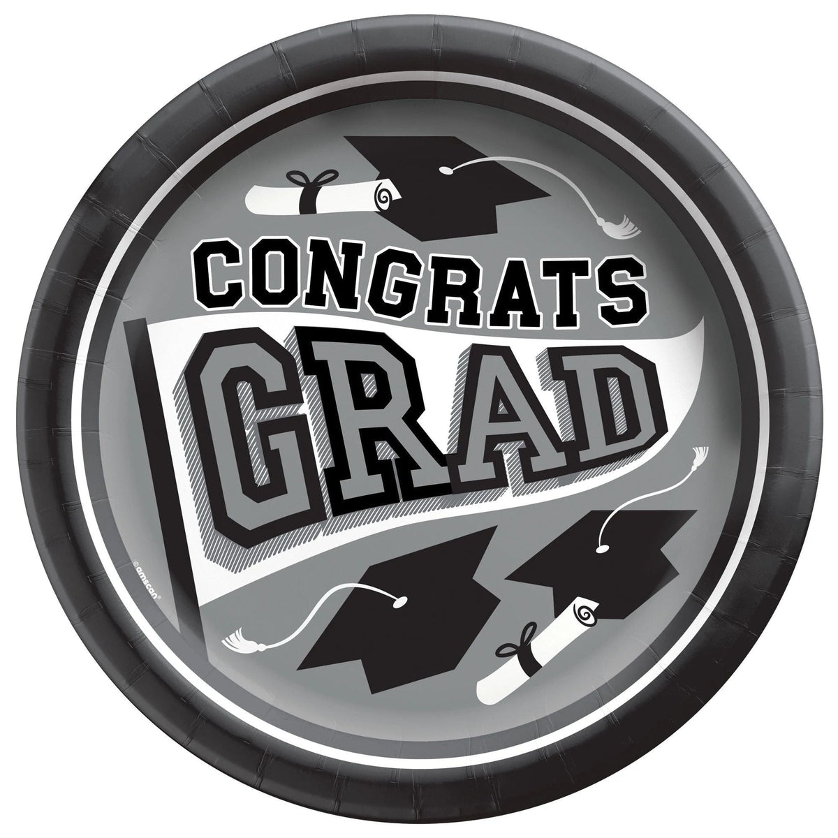 True To Your School Round Plates, 8 1/2" - Silver