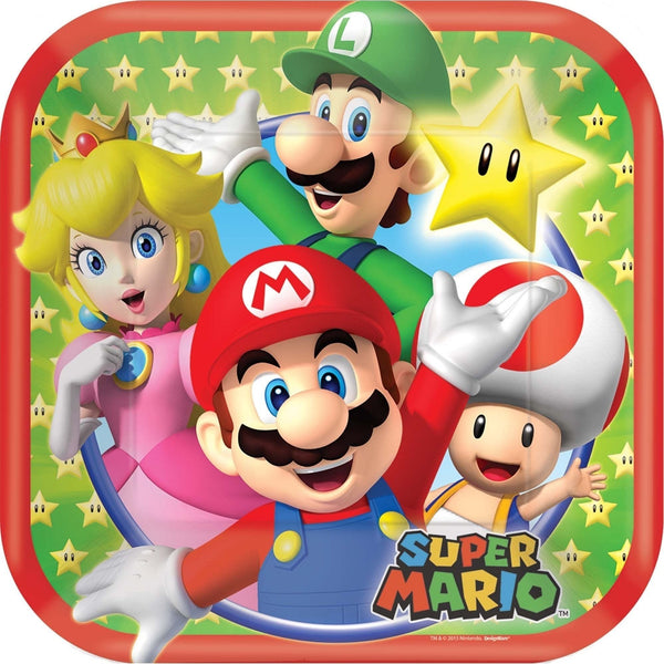 Super Mario Brothers Tm Square Plates, 7"