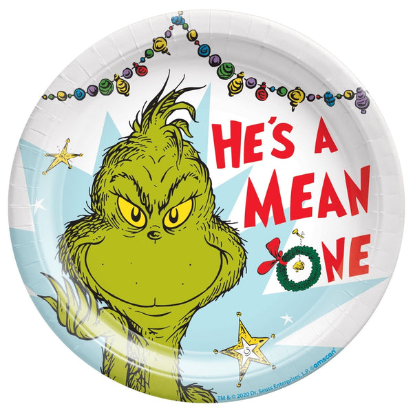 Traditional Grinch 7" Round Plate - Mean One