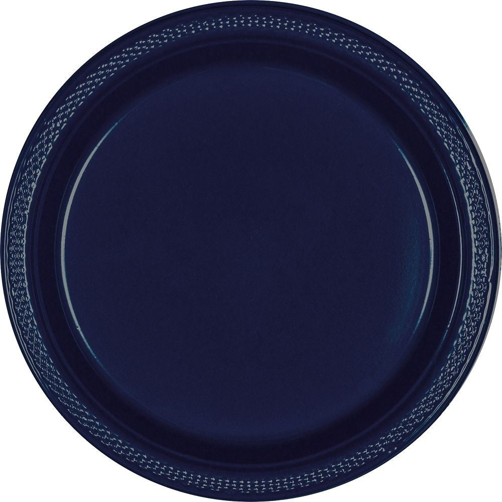 True Navy Plastic Plates, 10 1/4"