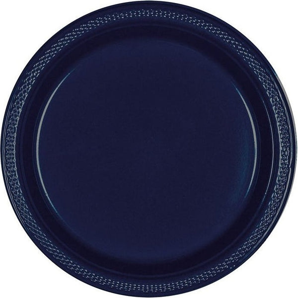 True Navy Plastic Plates, 7"