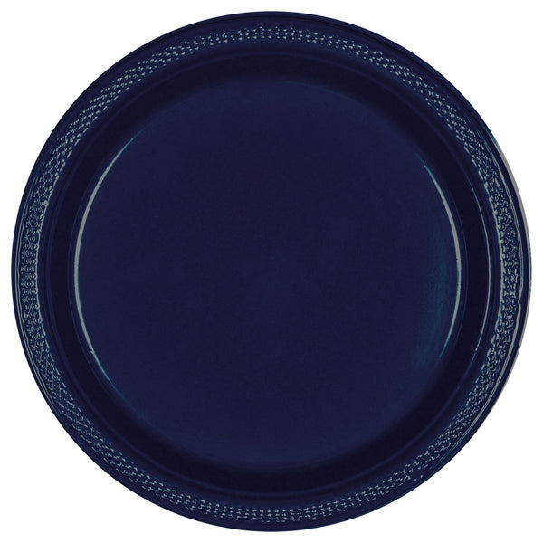 True Navy Plastic Plates, 9"